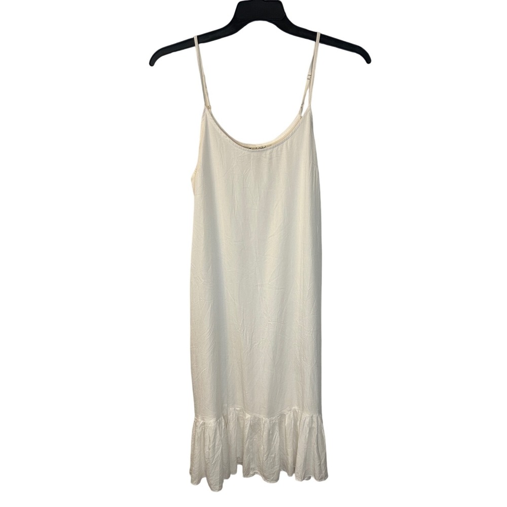 Davi & Dani Ruffle‎ Hem Slip Dress Casual Comfy Loungewear White M